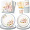 175 Pcs Thanksgiving Pink and Blue Party Supplies - Paper Plates Napkins Cups Cutlery (Serves 25)